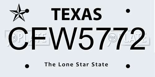 CFW5772 Texas License Plate