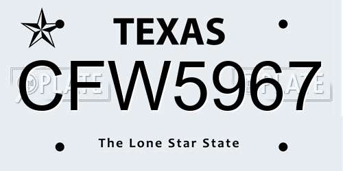 CFW5967 Texas License Plate