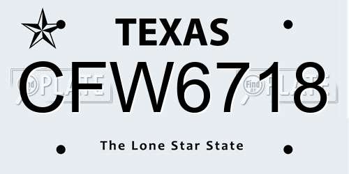 CFW6718 Texas License Plate