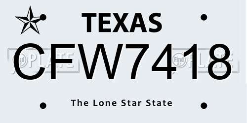 CFW7418 Texas License Plate