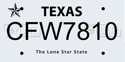 CFW7810 Texas License Plate