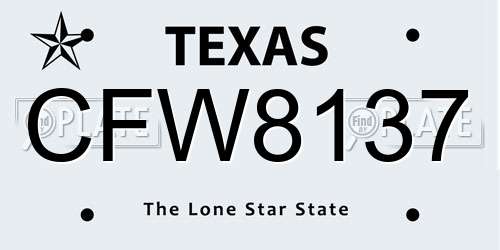 CFW8137 Texas License Plate