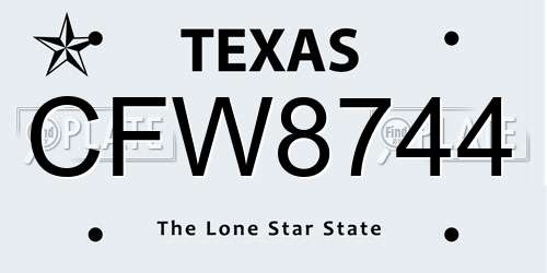 CFW8744 Texas License Plate