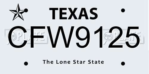 CFW9125 Texas License Plate