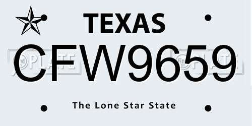 CFW9659 Texas License Plate