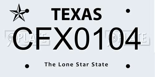 CFX0104 Texas License Plate