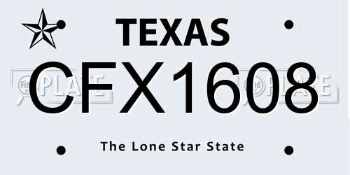 CFX1608 Texas License Plate