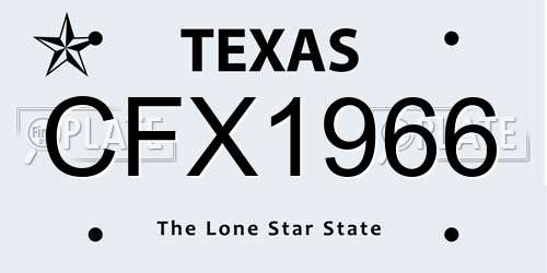 CFX1966 Texas License Plate