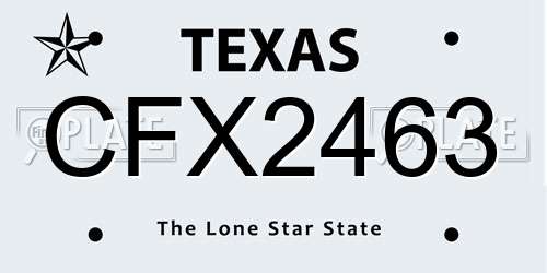 CFX2463 Texas License Plate