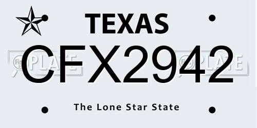 CFX2942 Texas License Plate