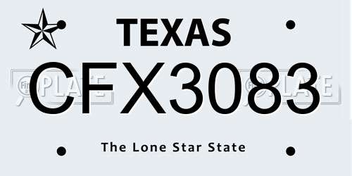 CFX3083 Texas License Plate