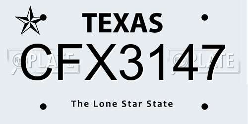 CFX3147 Texas License Plate
