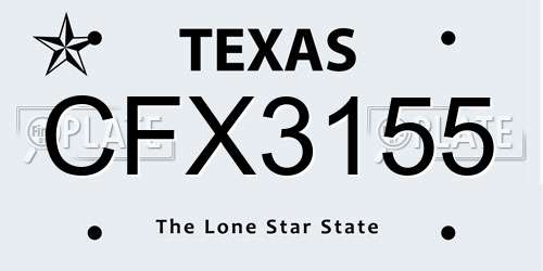 CFX3155 Texas License Plate