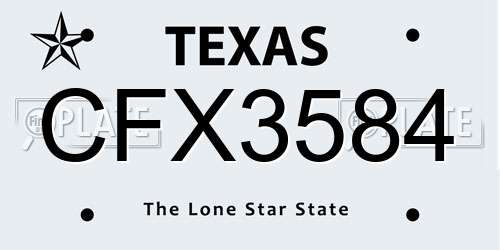 CFX3584 Texas License Plate