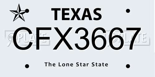 CFX3667 Texas License Plate