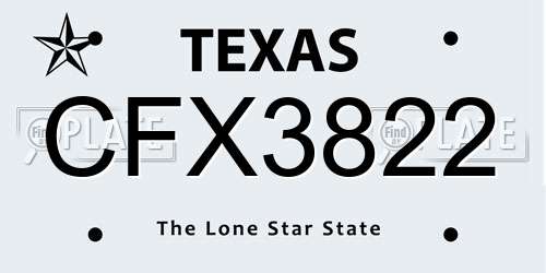 CFX3822 Texas License Plate