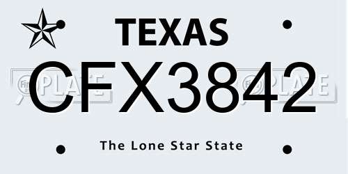 CFX3842 Texas License Plate