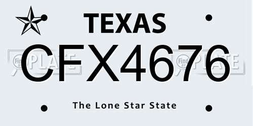 CFX4676 Texas License Plate