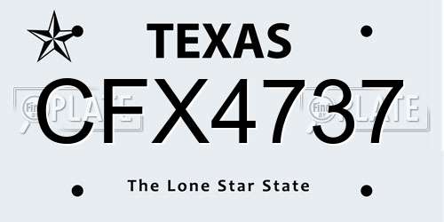 CFX4737 Texas License Plate