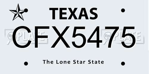 CFX5475 Texas License Plate