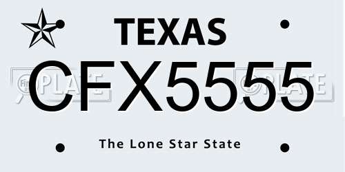 CFX5555 Texas License Plate
