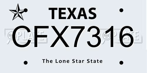 CFX7316 Texas License Plate