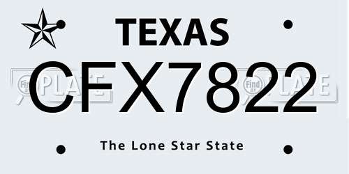 CFX7822 Texas License Plate