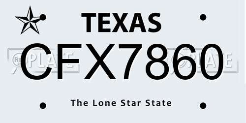 CFX7860 Texas License Plate