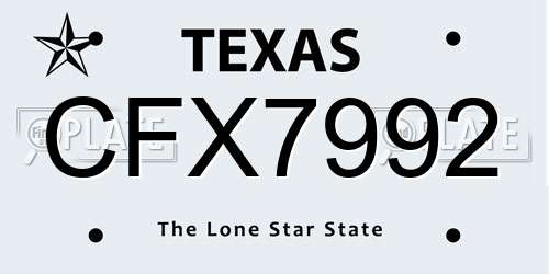 CFX7992 Texas License Plate