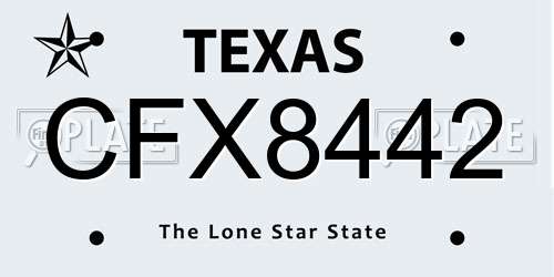 CFX8442 Texas License Plate