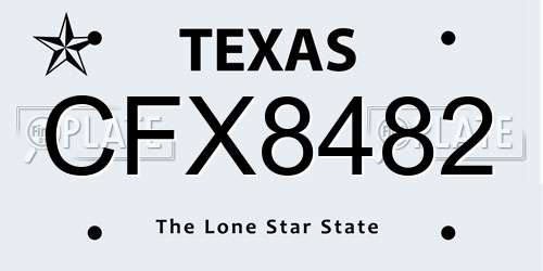 CFX8482 Texas License Plate