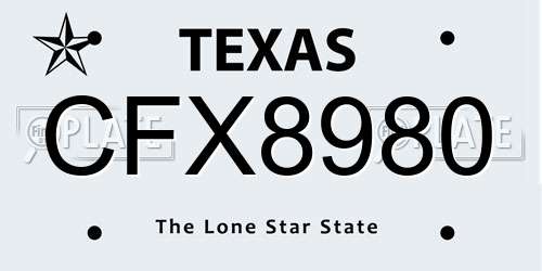 CFX8980 Texas License Plate