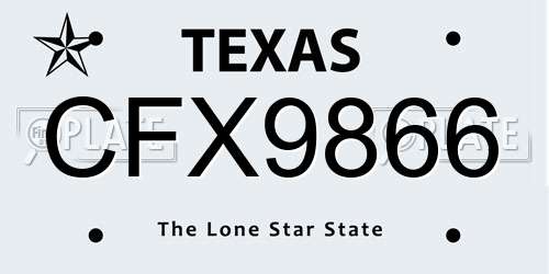 CFX9866 Texas License Plate