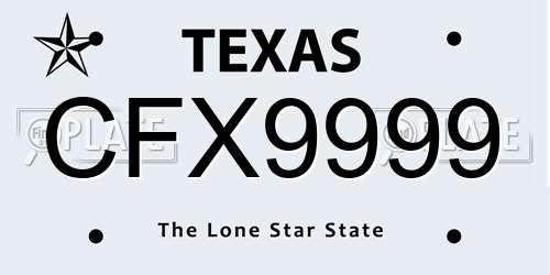 CFX9999 Texas License Plate