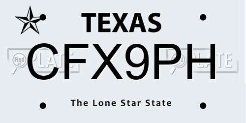 CFX9PH Texas License Plate