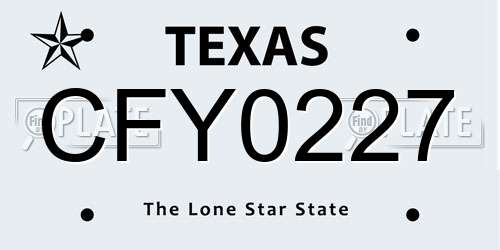 CFY0227 Texas License Plate