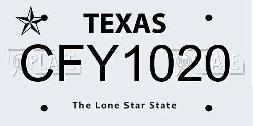 CFY1020 Texas License Plate