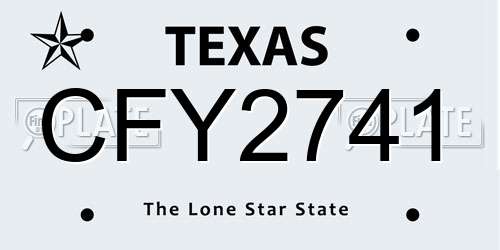 CFY2741 Texas License Plate