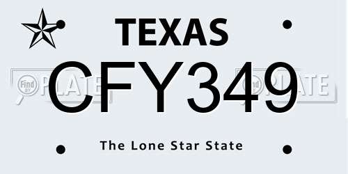 CFY349 Texas License Plate