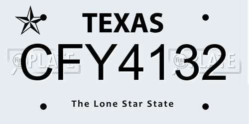 CFY4132 Texas License Plate