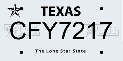 CFY7217 Texas License Plate