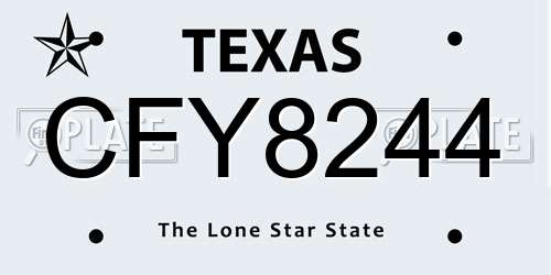 CFY8244 Texas License Plate