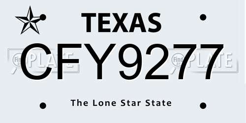 CFY9277 Texas License Plate