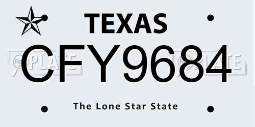 CFY9684 Texas License Plate