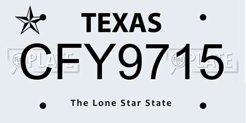 CFY9715 Texas License Plate