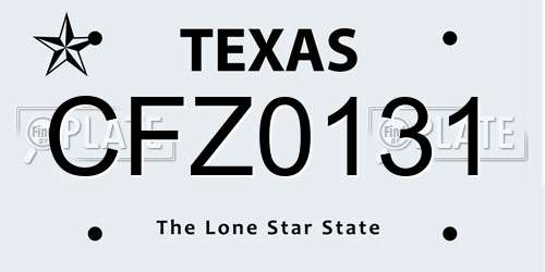 CFZ0131 Texas License Plate