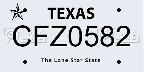 CFZ0582 Texas License Plate