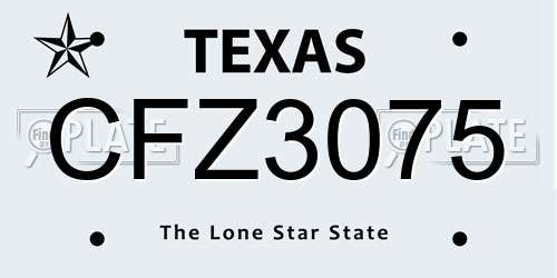 CFZ3075 Texas License Plate
