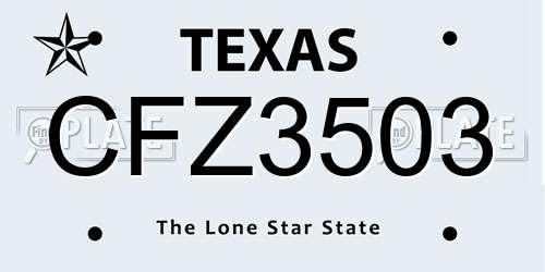 CFZ3503 Texas License Plate