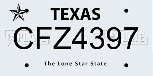 CFZ4397 Texas License Plate